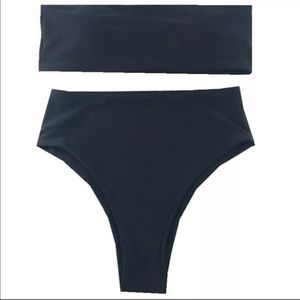 High Waist Black Tube Bikini